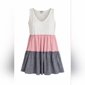 Womens small White Birch "Watching the Sunset" Tiered Babydoll Tank Top V-Neck